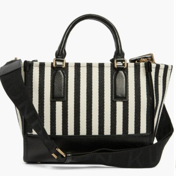 Kurt Geiger Black and White Striped Chiswick Small Shopper Tote Bag Crossbody - Picture 4 of 8
